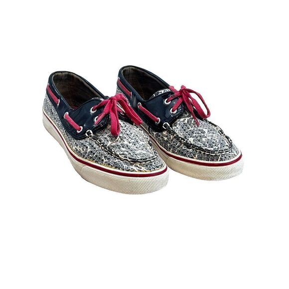 Sperry Boat Shoes Pink Sequence Zebra Pattern - Picture 1 of 11